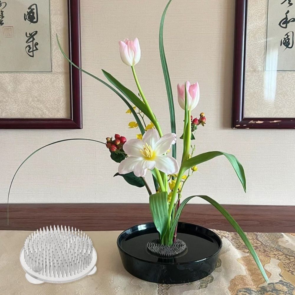 Ikebana Vase Kenzan - 1/3 قطع حامل ساق زهور شفاف